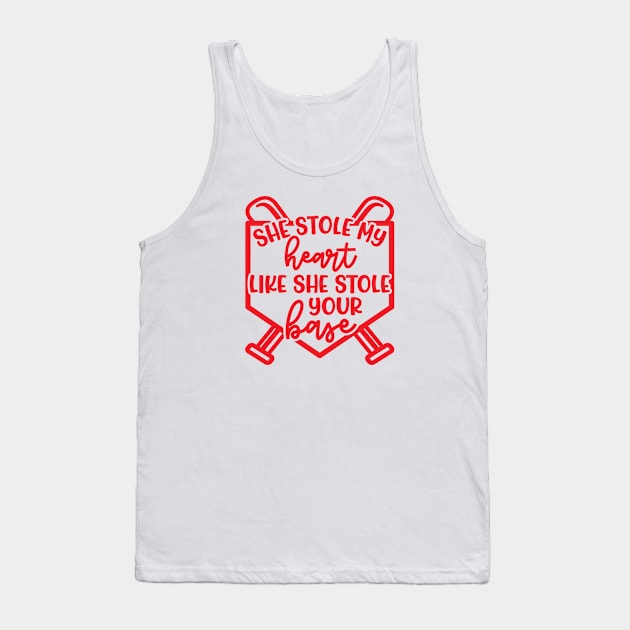 She Stole My Heart Like She Stole Your Base Softball Mom Cute Funny Tank Top by GlimmerDesigns